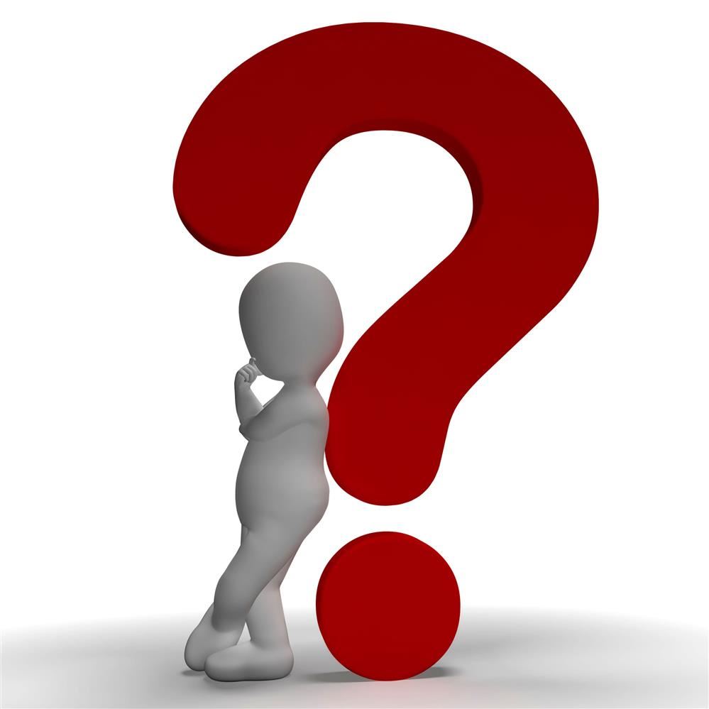  question mark with a figure leaning on it